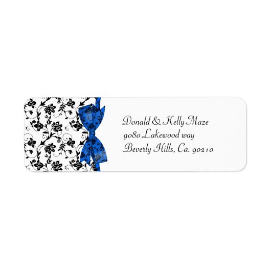 Schwarz-weiß & Blue Wedding Satin Floral (Vorne)