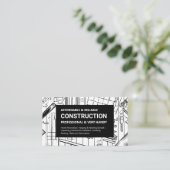 Schwarz-Weiß-Blueprint Visitenkarte (Stehend Vorderseite)