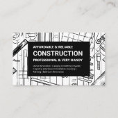 Schwarz-Weiß-Blueprint Visitenkarte (Vorderseite)