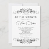 Schwarz-Weiß-Blüh Elegance Brautparty Einladung (Vorderseite)