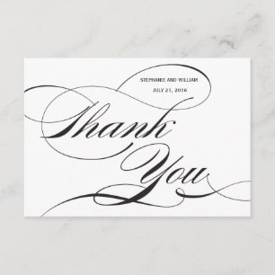 Schwarz-Weiß-Blüh-Hochzeit Danke-Karte Dankeskarte