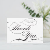 Schwarz-Weiß-Blüh-Hochzeit Danke-Karte Dankeskarte (Stehend Vorderseite)
