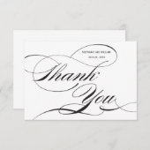 Schwarz-Weiß-Blüh-Hochzeit Danke-Karte Dankeskarte (Vorne/Hinten)