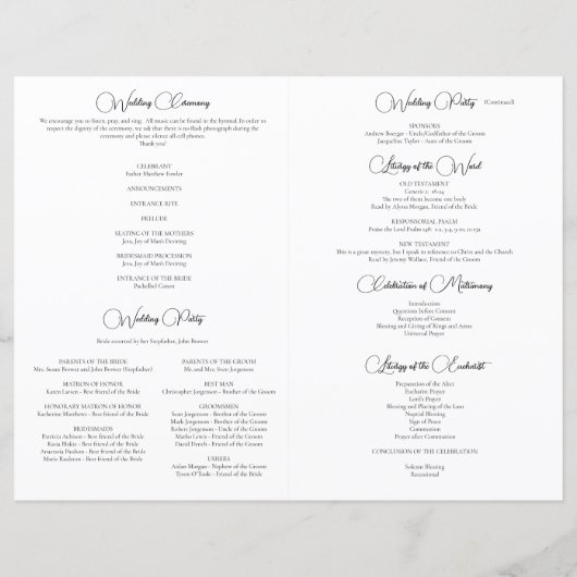 Schwarz-Weiß-Blüh-Hochzeitsprogramm (Rückseite)