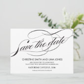 Schwarz-Weiß-Blüh Save the Date schwirren (Stehend Vorderseite)