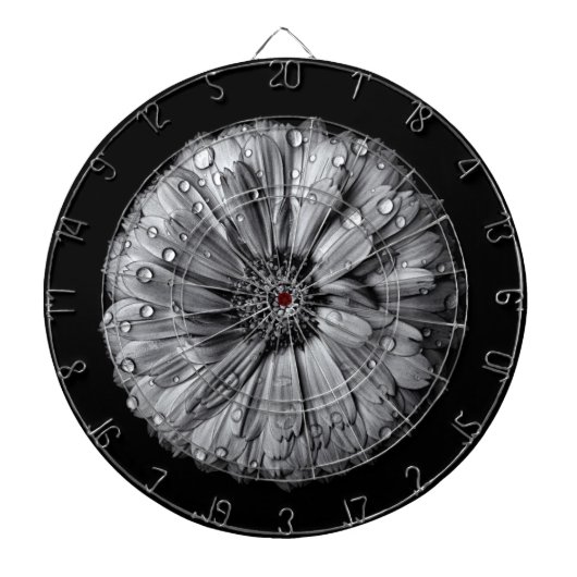 Schwarz-Weiß-Blume 10 Dartscheibe (vorne)