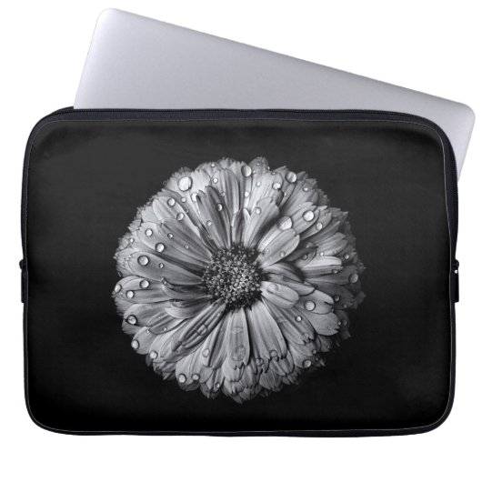 Schwarz-Weiß-Blume 10 Laptopschutzhülle (Vorderseite)