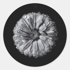 Schwarz-Weiß-Blume 10 Runder Aufkleber