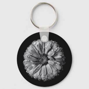 Schwarz-Weiß-Blume 10 Schlüsselanhänger