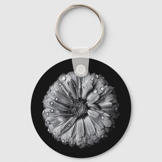 Schwarz-Weiß-Blume 10 Schlüsselanhänger (Vorderseite)
