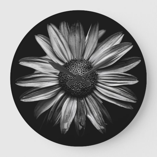 Schwarz-Weiß-Blume 18 Große Wanduhr (Vorderseite)