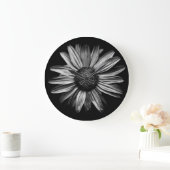 Schwarz-Weiß-Blume 18 Große Wanduhr (Zuhause)