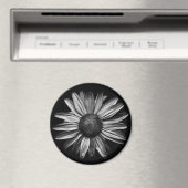 Schwarz-Weiß-Blume 18 Magnet (In Situ (Geschirrspüler))