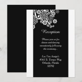 Schwarz-Weiß-Blume 3.12x18 Empfang-Karte Einladung (Vorne/Hinten)