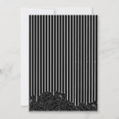 Schwarz-Weiß-Blume auf Streifen Save the Date Einladung (Rückseite)