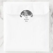 Schwarz-Weiß-Blume-Aufkleber Runder Aufkleber (Tasche)