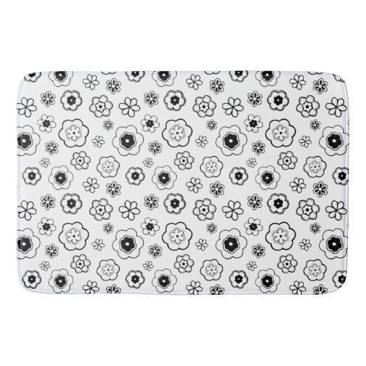 Schwarz-Weiß-Blume Badematte (Vorderseite)