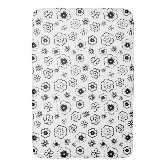 Schwarz-Weiß-Blume Badematte (Vorderseite Vertikal)