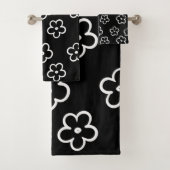 Schwarz-Weiß-Blume Badhandtuch Set (Insitu)