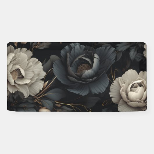 Schwarz-Weiß-Blume Banner (Horizontal)