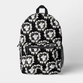 Schwarz-Weiß-Blume Bedruckter Rucksack