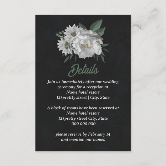 Schwarz-Weiß-Blume Begleitkarte (Vorderseite)