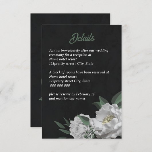 Schwarz-Weiß-Blume Begleitkarte (Vorne/Hinten)