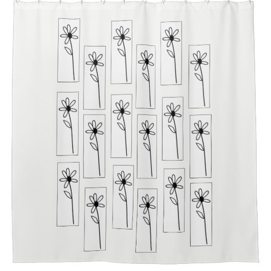 Schwarz-Weiß-Blume Blumenduschvorhang Duschvorhang (Vorderseite)