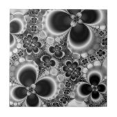 Schwarz-Weiß-Blume Blumenmuster Fliese (Vorderseite)