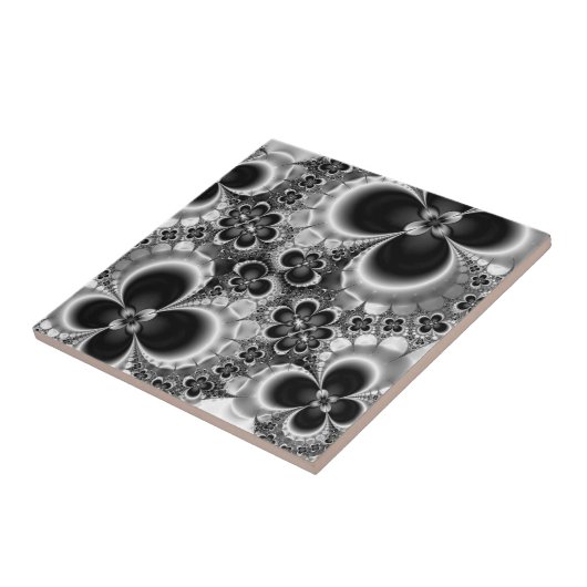 Schwarz-Weiß-Blume Blumenmuster Fliese (Seite)