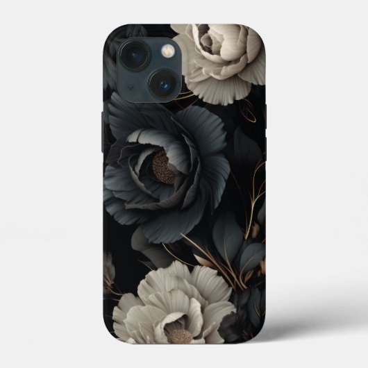 Schwarz-Weiß-Blume Case-Mate iPhone Hülle (Rückseite)