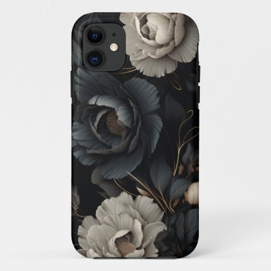 Schwarz-Weiß-Blume Case-Mate iPhone Hülle (Rückseite)