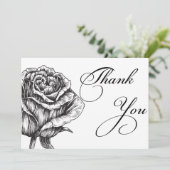 Schwarz-Weiß-Blume Danke-Karte Dankeskarte (Stehend Vorderseite)