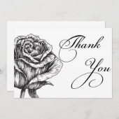 Schwarz-Weiß-Blume Danke-Karte Dankeskarte (Vorne/Hinten)