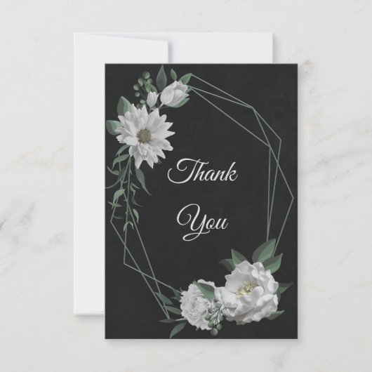 Schwarz-Weiß-Blume Dankeskarte (Vorderseite)