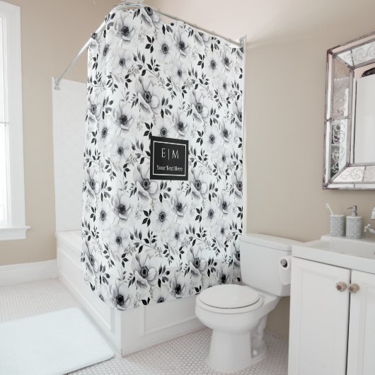 Schwarz-Weiß-Blume duschen Vorhang (Beispiel)