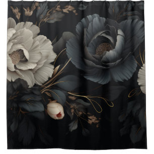 Schwarz-Weiß-Blume Duschvorhang