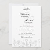 Schwarz-Weiß-Blume Einladung (Vorderseite)