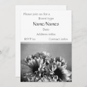 Schwarz-Weiß-Blume-Einladungsvorlage Einladung (Vorne/Hinten)