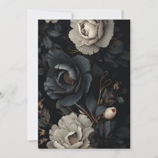 Schwarz-Weiß-Blume Feiertagskarte (Vorderseite)