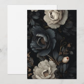 Schwarz-Weiß-Blume Feiertagskarte (Vorne/Hinten)