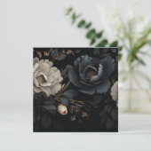 Schwarz-Weiß-Blume Feiertagskarte (Stehend Vorderseite)