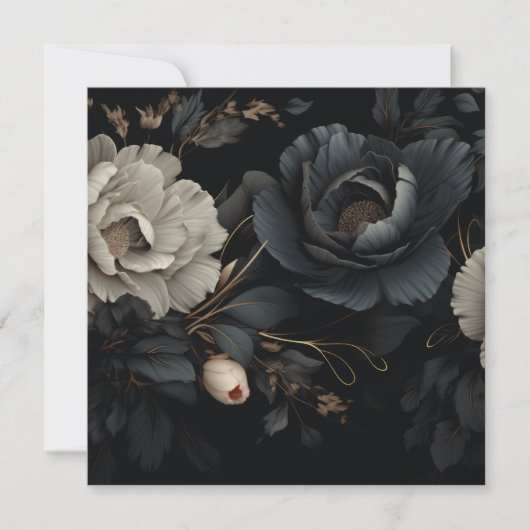 Schwarz-Weiß-Blume Feiertagskarte (Vorderseite)