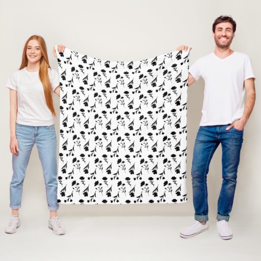 Schwarz-Weiß-Blume Fleece Blanket (Beispiel)