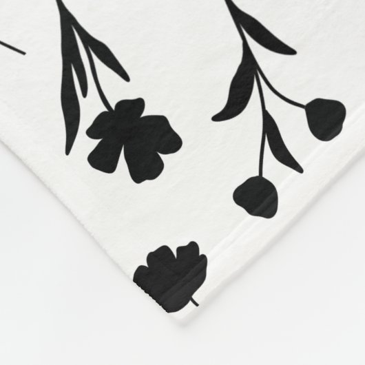 Schwarz-Weiß-Blume Fleece Blanket (Ecke)