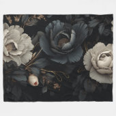 Schwarz-Weiß-Blume Fleecedecke (Vorderseite (Horizontal))