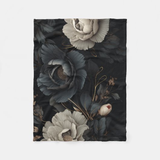 Schwarz-Weiß-Blume Fleecedecke (Vorderseite)