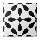 Schwarz-Weiß-Blume Fliese (Vorderseite)