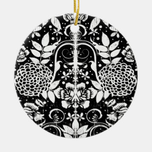 Schwarz-Weiß-Blume Foto Keramik Ornament