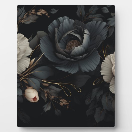 Schwarz-Weiß-Blume Fotoplatte (Vorderseite)
